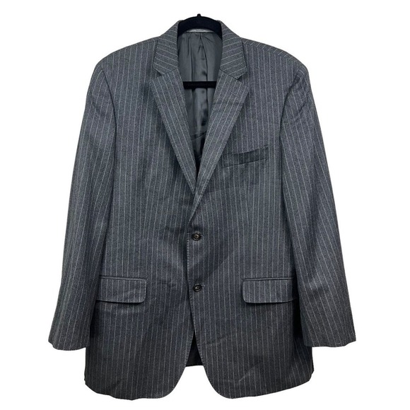 Lauren Ralph Lauren Blazer Suit Jacket 2‎ Button Vented Stripe Gray Men Sz 46R - Picture 1 of 8
